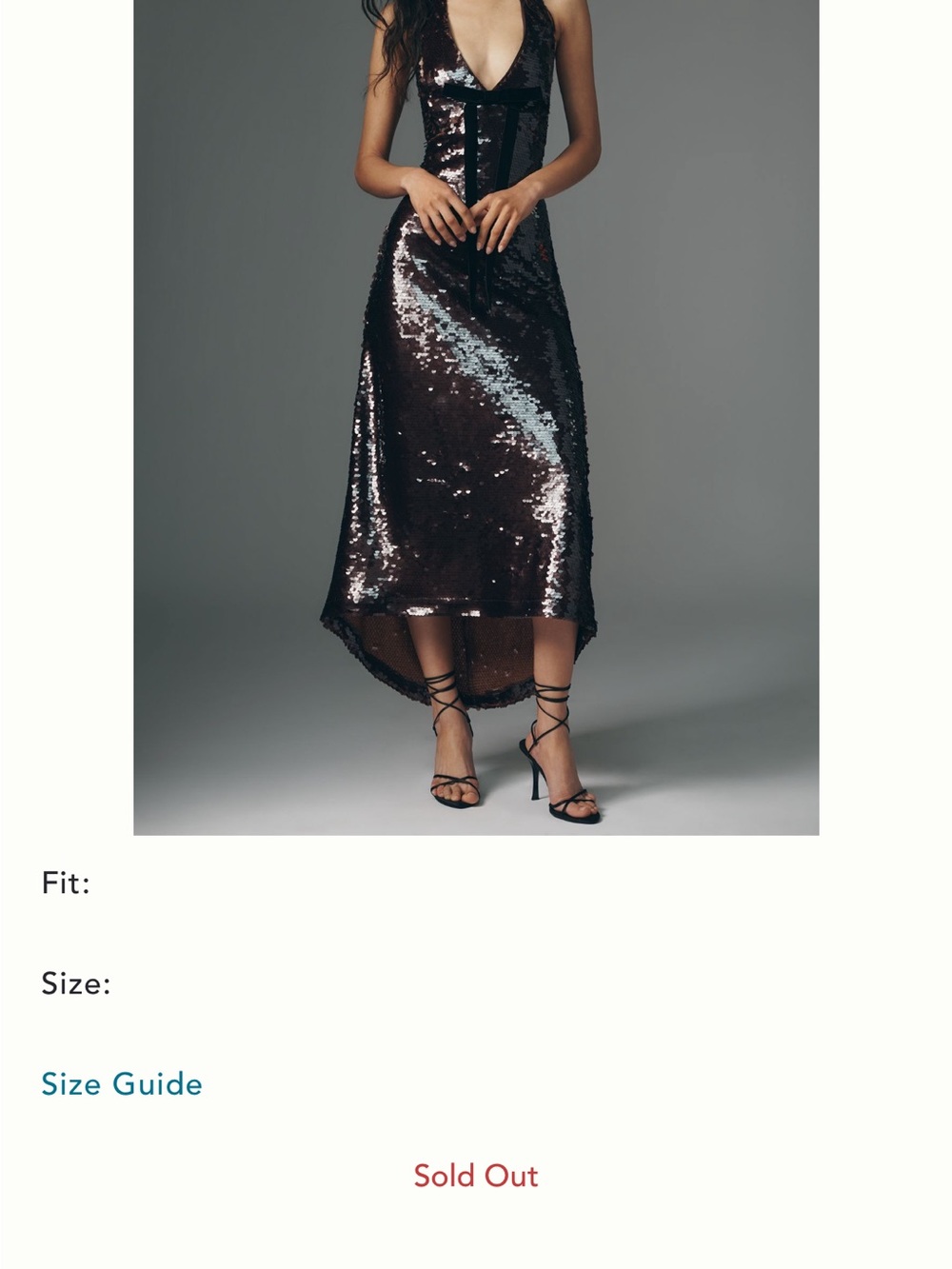 Anthropologie Black Sequin High-Low Slip Dress